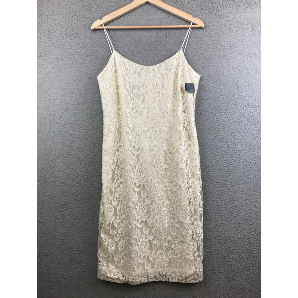 Ralph Lauren Lace Overlay Cream Sleeveless Slip Dress With Spaghetti Straps‎ 8
